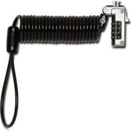 Kensington Slim NanoSaver Portable Combination Lock, Self-Coiling Carbon Steel Cable, Slim Lockhead, Resettable Four-Wheel Number Code, Black | K60627WW